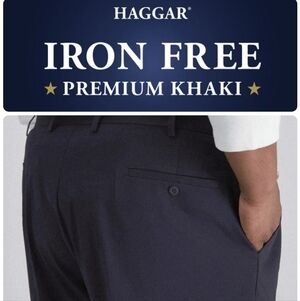 Haggar Iron Free Premium Black Khaki Pants, Size 44